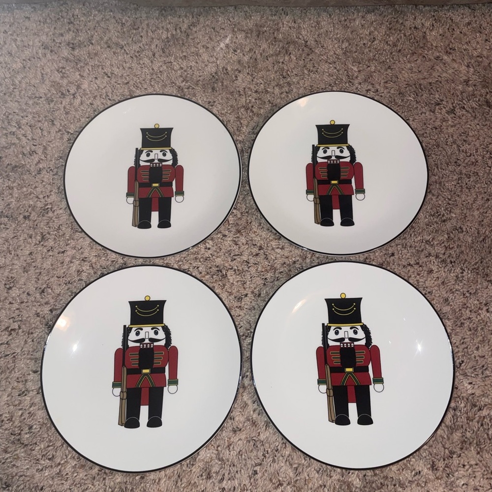 Set of 4 Vintage BOMBAY Co 8" Nutcracker Porcelain Christmas Plates